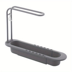 Telescopic Dish Rack Sink Shelf Drainer Organizer with Soap Sponge Holder