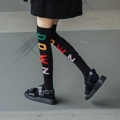 4 Pairs Letter Print Socks Over The Knee Sports Stockings Women's Hosiery