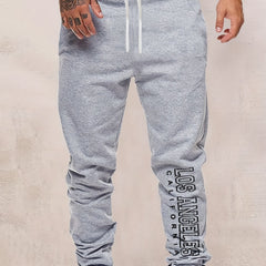 LA Print Men's Drawstring Sweatpants for Spring Autumn