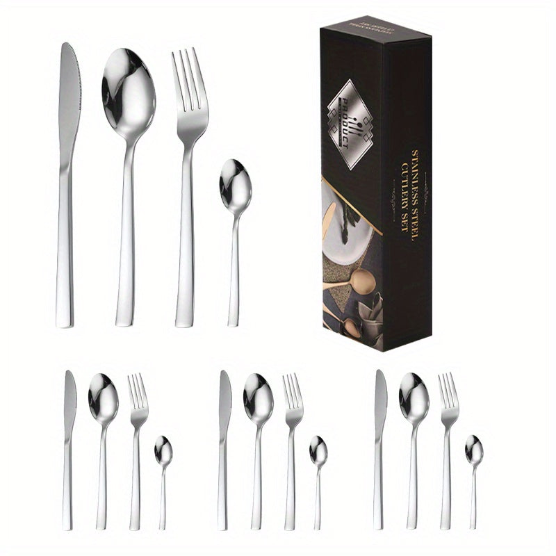 16pcs Multicolor Titanium Plated Stainless Steel Tableware Set