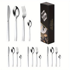 16pcs Multicolor Titanium Plated Stainless Steel Tableware Set