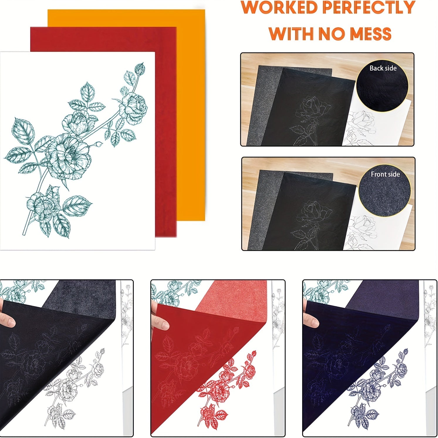 30pcs Carbon Tracing Transfer Paper for Drawing Patterns on Wood Canvas Fabric