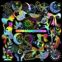 300pcs Holographic Butterfly Stickers for DIY Scrapbook Journal