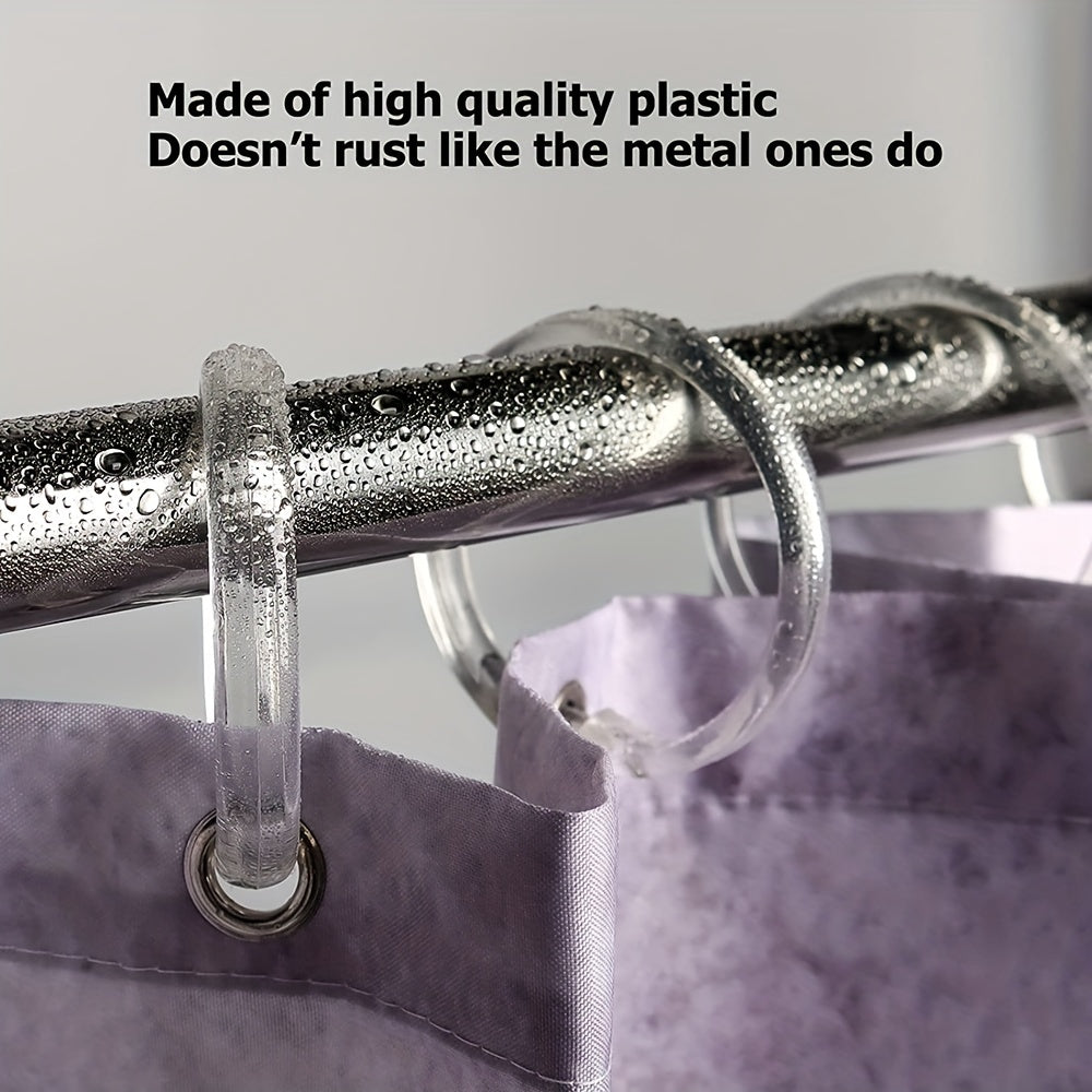 12 Transparent Plastic Shower Curtain Rings High Hooks For Bathroom Shower Rods