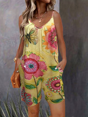 Floral Print Cami Romper Jumpsuit