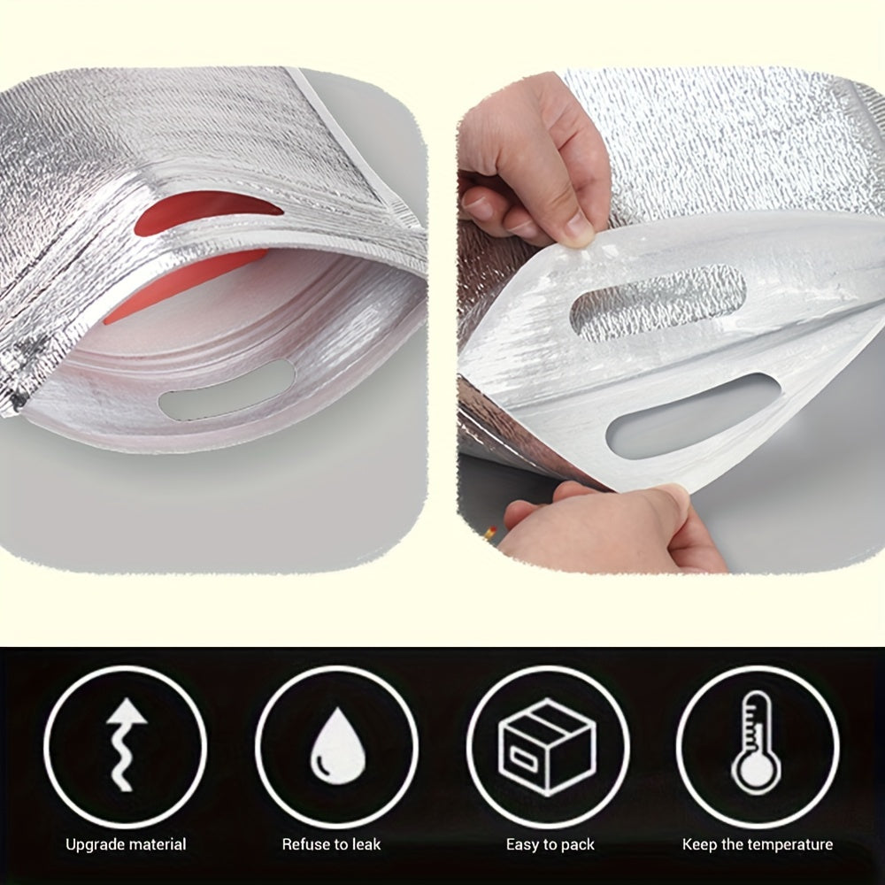 5pcs Zipper Reusable Aluminum Lunch Bag Portable Food Thermal Bag