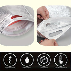 5pcs Zipper Reusable Aluminum Lunch Bag Portable Food Thermal Bag