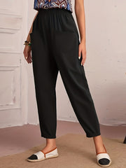 Minimalist Casual Cropped Pants Pocket Pants Women's Clothing