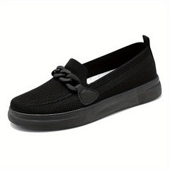 Women's Knitted Sock Shoes Chain Slip On Flat Shoes