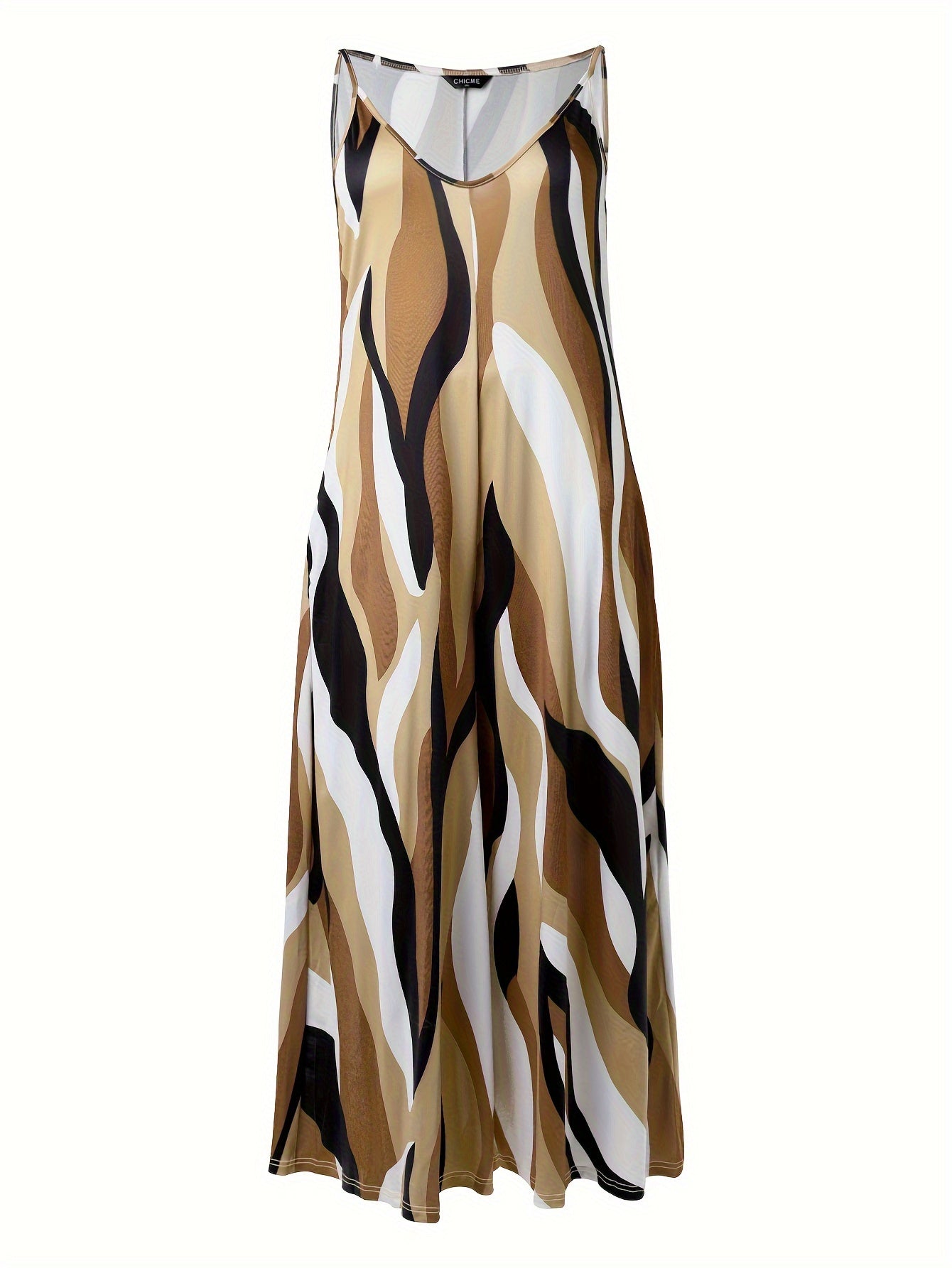 Print V-Neck Wide Leg Cami Jumpsuit