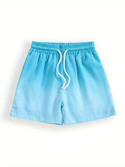 Boys Swim Trunks Gradient Print Elastic Waist Beach Pants