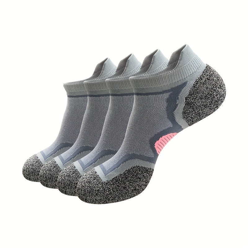 4 Pairs Unisex Athletic Ankle Socks Cushioned Low Cut Breathable