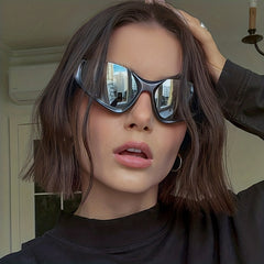 Y2K Cyberpunk Sunglasses UV400 Mirror Lens Sun Shades