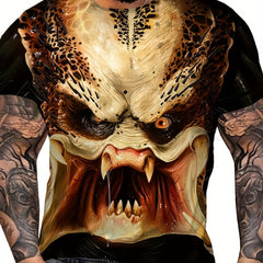 Men's Monster Print Sports Tee Shirt for Summer