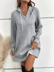 Casual Dress Women's Plus Solid Jacquard Hoodie Mini Dress