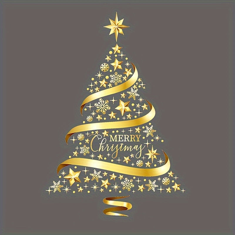 Golden Christmas Tree Window Stickers