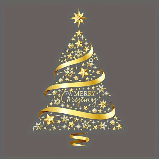 Golden Christmas Tree Window Stickers