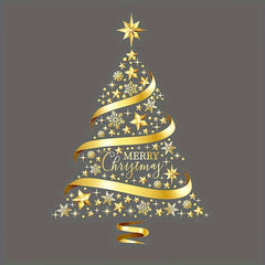 Golden Christmas Tree Window Stickers