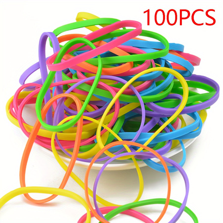 100 Natural Synthetic Rubber Bands 50mm x 3mm Multicolor