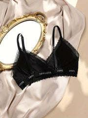 Lace Wireless Bra Letter Print Lingerie