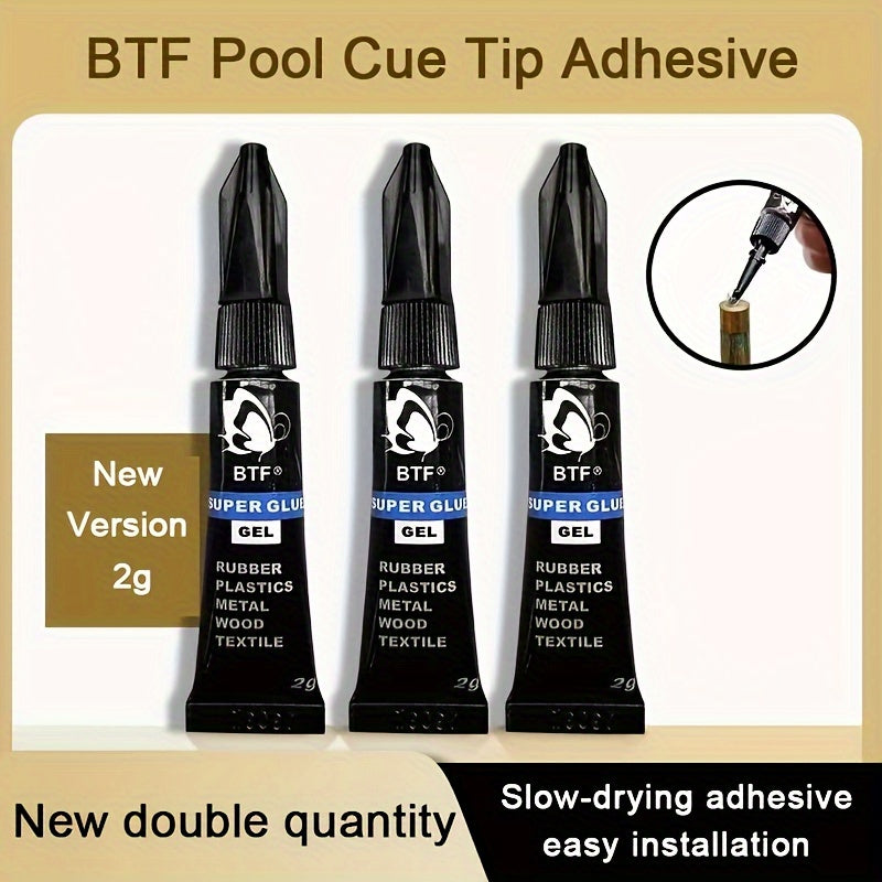3pcs Pool Cue Tip Glue Billiard Supplies