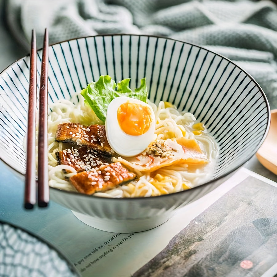 8 Inch Ceramic Noodle Bowl Japanese D maru Shape For Ramen Beef Noodles & Soup
