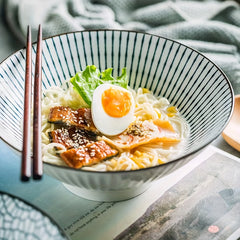 8 Inch Ceramic Noodle Bowl Japanese D maru Shape For Ramen Beef Noodles & Soup