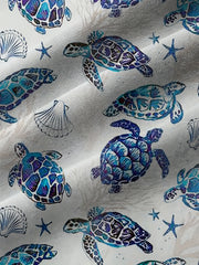 Hawaiian Style Turtle Print Men's Short Sleeve Shirt