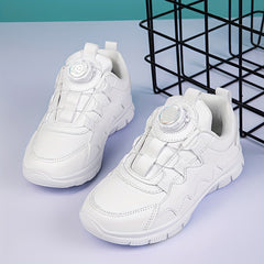 Boy's Solid Sneakers with Rotating Buckle Soft Sole Shoes
