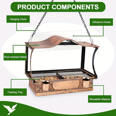 Metal Window Bird Feeder Shockproof Hanging 5.08 cm 1 Detachable Bird Feeders