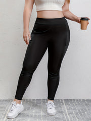 Basic Leggings Women's Plus Plain High Rise Leggings