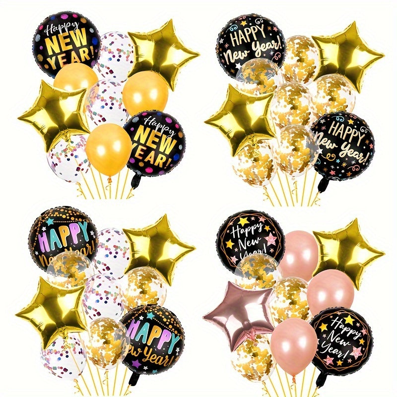 10pcs Year Balloons Kit Happy Year Party Supplies Foil Balloon Banner Gift