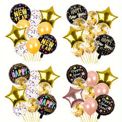10pcs Year Balloons Kit Happy Year Party Supplies Foil Balloon Banner Gift