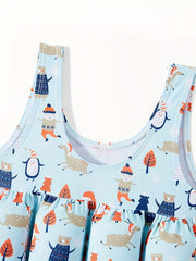 Girls Santa Print Inflatable Tankini Swimsuit