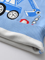 Boys Sweater Cartoon Engineering Vehicle Pattern Knit Pullover