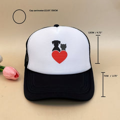 Puppy Heart Print Trucker Hat Lightweight Breathable Baseball Cap