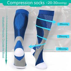6 Pairs Men's Compression Sport Socks, Nylon Blend, Breathable