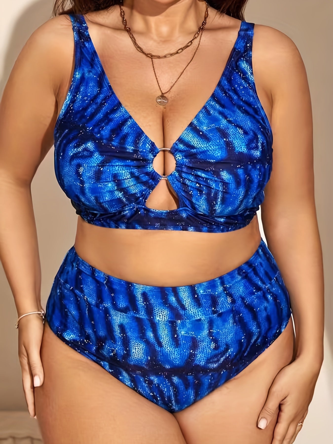 Snake Print Cut Out Bikini Set