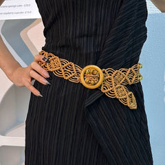 Boho Hollow Out Braided Belt Vintage Wax Rope Waistband Casual Jeans Belt