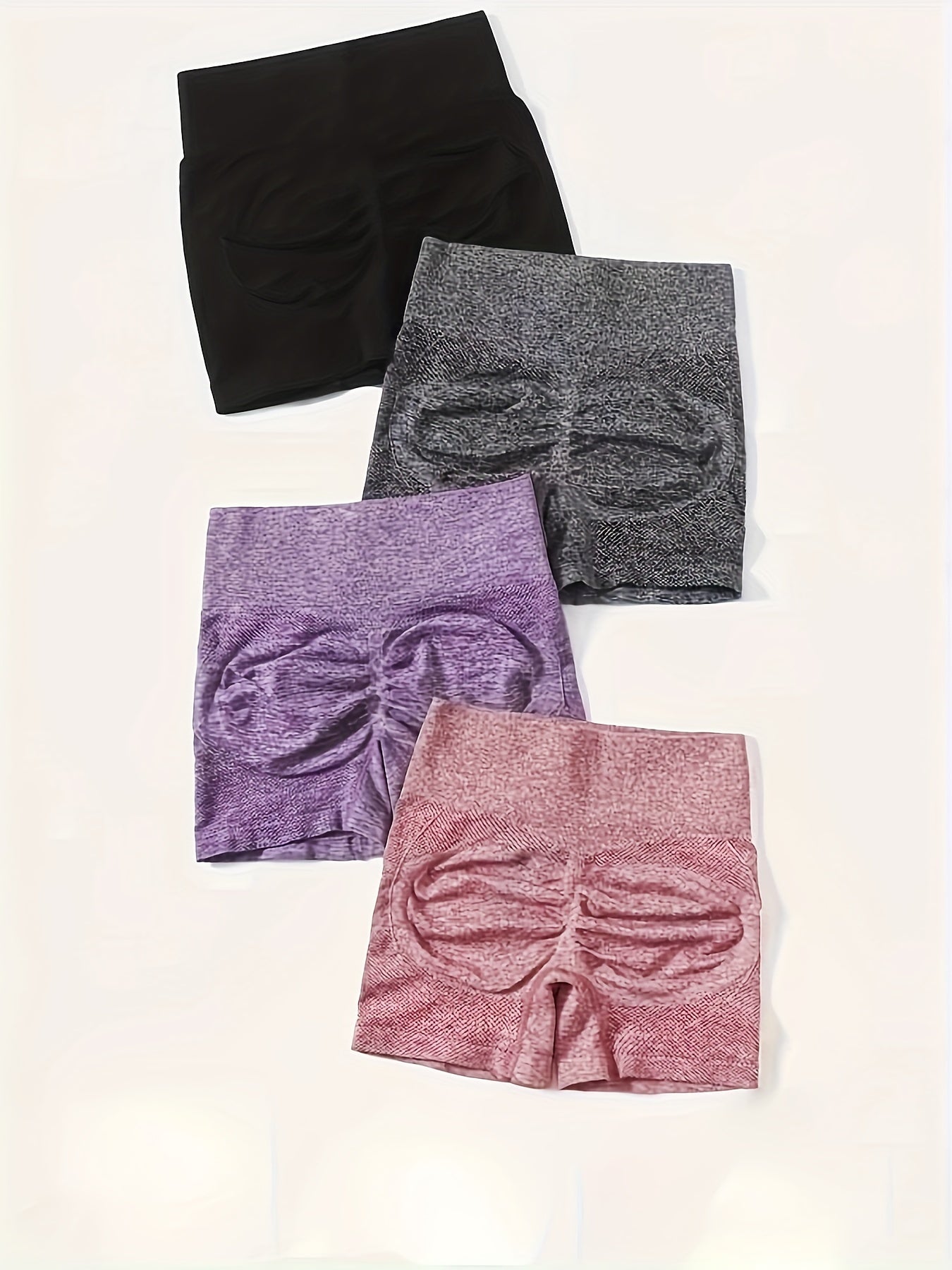 4pcs High Waist Yoga Biker Shorts Butt Lifting Activewear
