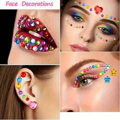 Mini Rhinestone Stickers Self Adhesive Mixed Shapes Hearts Stars Flowers