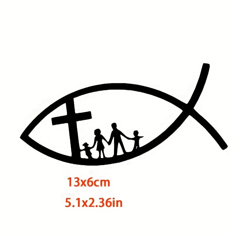 Car Stickers Decor Motorcycle Decals Christian Fish Jesus Family