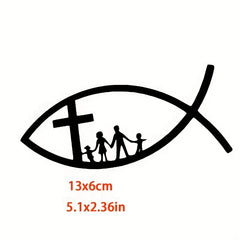Car Stickers Decor Motorcycle Decals Christian Fish Jesus Family