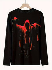 Spooky Man Print Men's Long Sleeve Novelty T shirt Stylish Tees