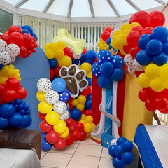 122pcs Paw Birthday Balloons Garland Kit Dog Paws Spotted Balloons Bone Foil Bal