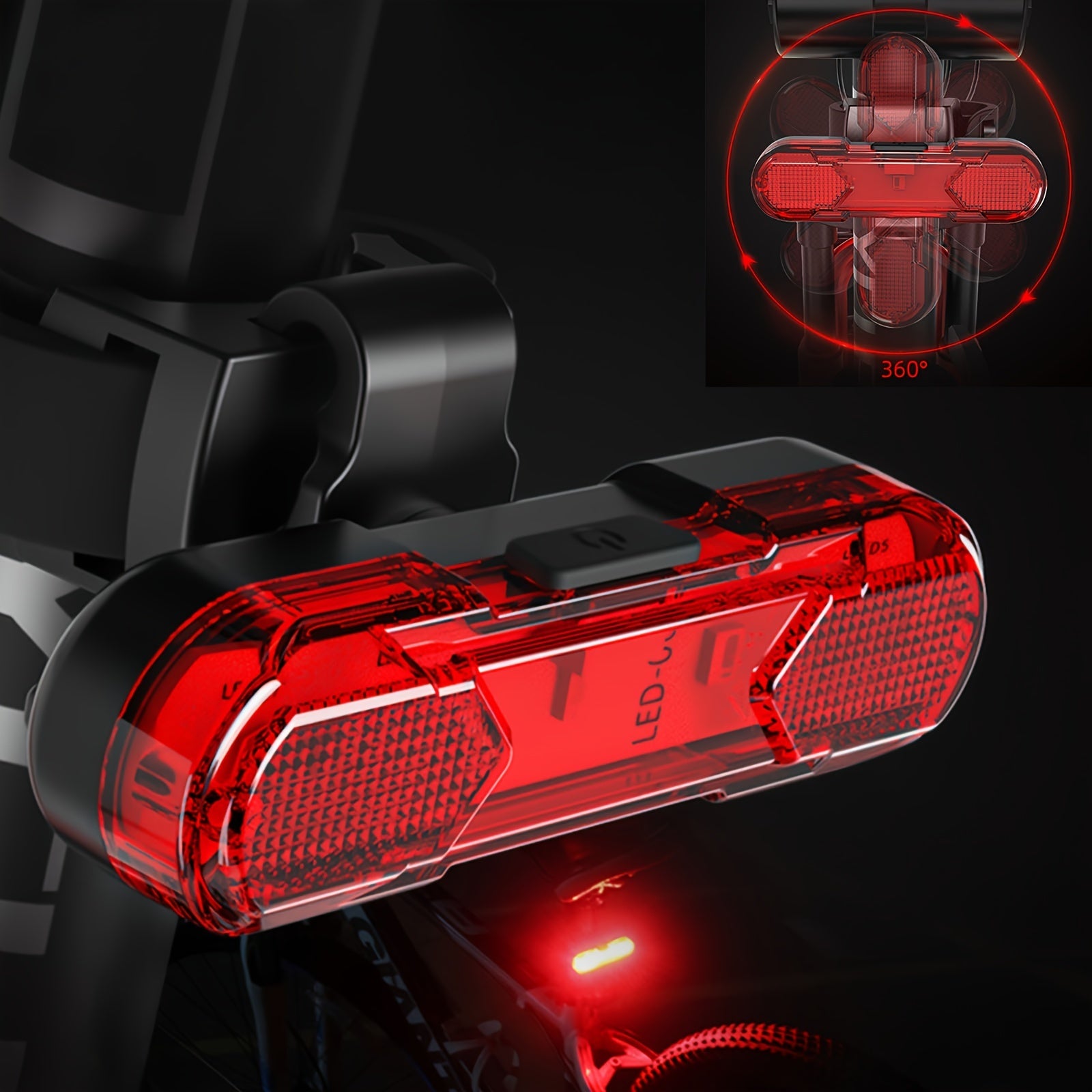 USB Rechargeable Bike Rear Light LED Tail Light for Cycling Safety