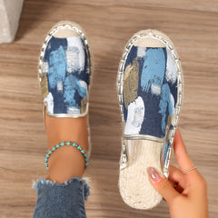 Women's Graffiti Print Slip On Espadrilles Casual Outdoor Shoes