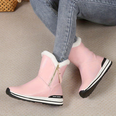 Women's Plush Lined Snow Boots Zipper Closure Non Slip Thermal Shoes