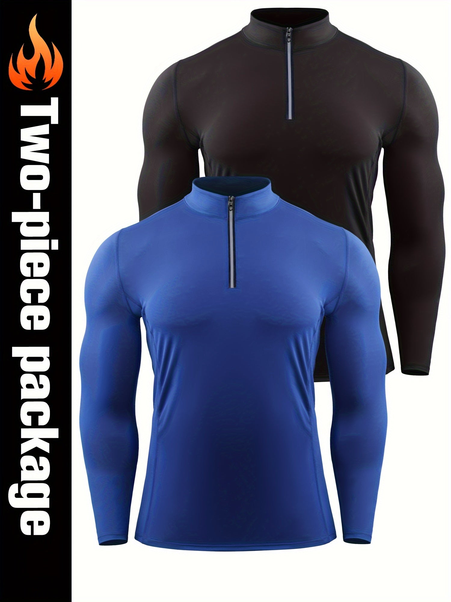 Men's Quick Drying Long Sleeve Shirt - High Stretch Crew Neck Undershirts