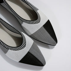 Women's Colorblock Ballet Flats Knitted Slip On Shoes